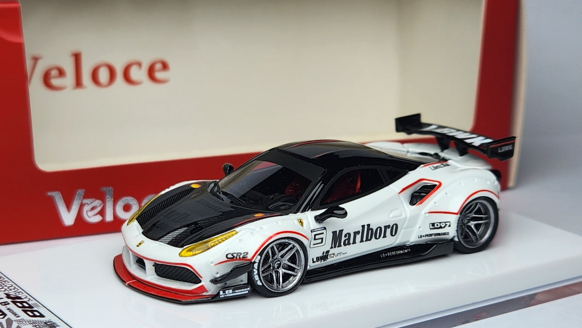 Veloce LB ferarri 488 1/64 ミニカー 1:64 Veloce Ferrari 488 GTB Marlboro #5 LB Performance. Resin