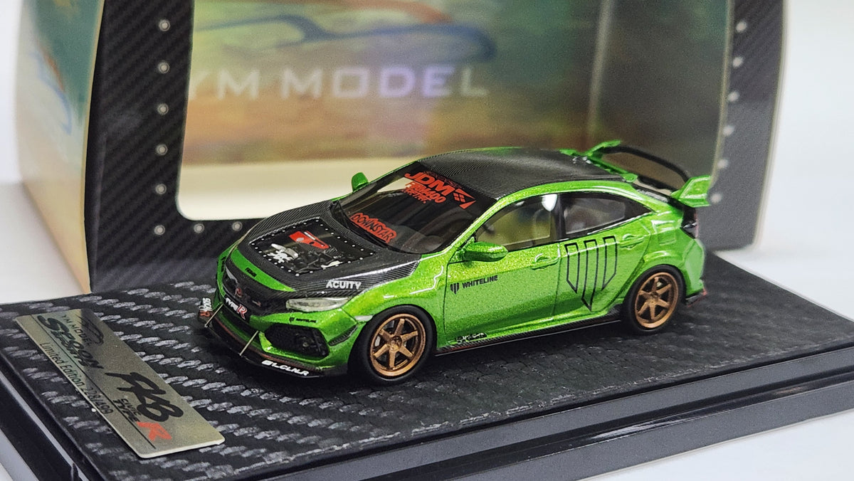 1:64 YM Model Honda Civic Type R FK8 Metallic Green Resin