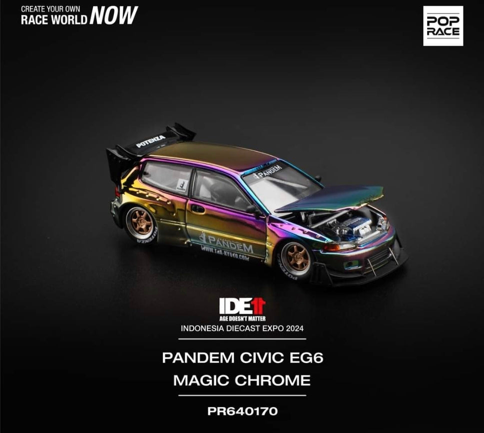 1:64 Pop RACE Honda Civic Pandem EG6 Magic Chrome Indonesia Expo