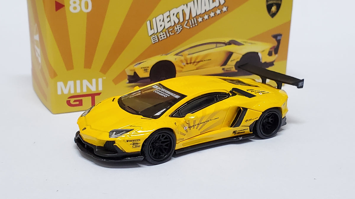 Mini GT Lamborghini Aventador Yellow Liberty Walk No.80. Never release