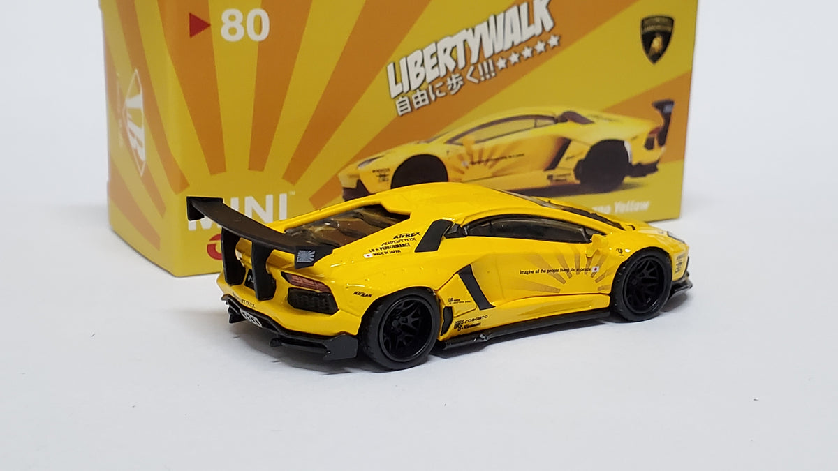 Mini GT Lamborghini Aventador Yellow Liberty Walk No.80. Never
