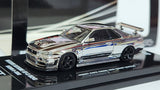 1:64 Inno64 Nissan Skyline GT-R R34 Nismo R-Tune Silver Chrome.