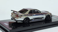 1:64 Inno64 Nissan Skyline GT-R R34 Nismo R-Tune Silver Chrome.