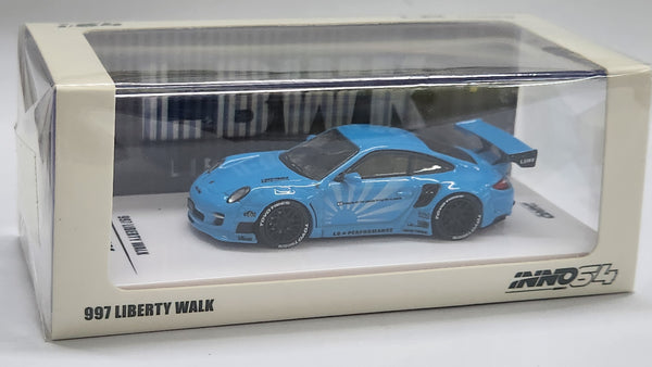 1:64 Inno64 Porsche 911 997 Liberty Walk Zero Fighter Baby Blue Diecast
