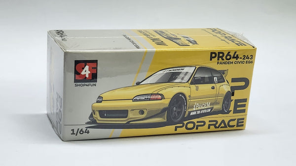 1:64 Pop Race Honda Civic EG6 Pandem Yellow Philippine Event Exclusive PR64-243