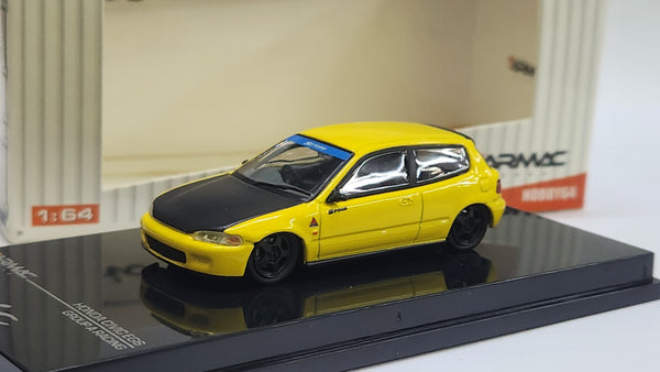 1:64 Tarmac Works Honda Civic EG6 Gr.A Racing Yellow Spoon JDM Diecast