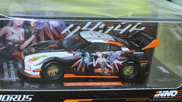 1:64 inno64 Nissan Skyline GT-R R35 Widebody Decorated Anime Car. AORUS X inno64 Limited Edition