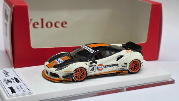 1:64 Veloce Ferrari 488 GULF White/Orange LB Performance LBWK