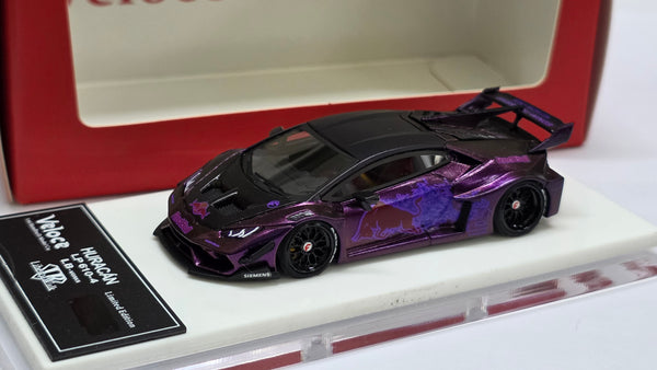 1 of 1 pcs 1:64 Veloce Lamborghini Huracan LBWK Matt Purple Red Bull