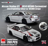 1:64 Motorhelix X VDX Nissan Skyline GT-R R34 NISMO Customized Electroplating Silver. Tokyo Auto Salon Hong Kong 2025