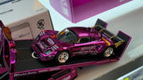 1:64 Pop Race PANDEM Rocket Bunny Elise and Fuso Truck Box set Chrome. HEC 2026 Beijing International Model Show Exclusive.