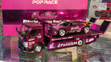 1:64 Pop Race PANDEM Rocket Bunny Elise and Fuso Truck Box set Chrome. HEC 2026 Beijing International Model Show Exclusive.