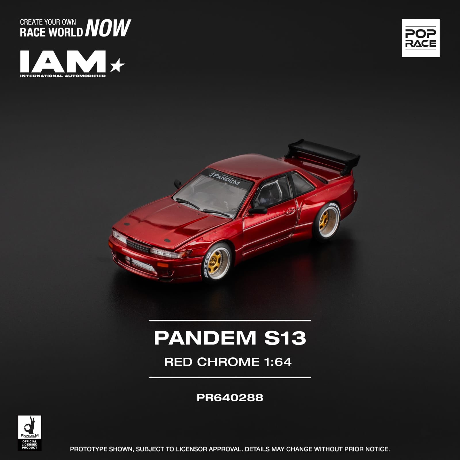 1:64 Pop Race Nissan Silvia S13 Pandem Red Chrome. IAM