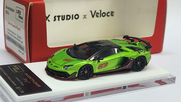 1:64 Veloce x Apex Studio Lamborghini Aventador SVJ Lime Green Pearl. Resin.