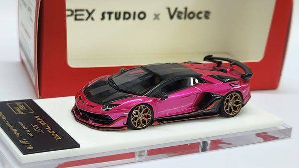1:64 Veloce x Apex Studio Lamborghini Aventador SVJ Pearl Candy Pink. Resin