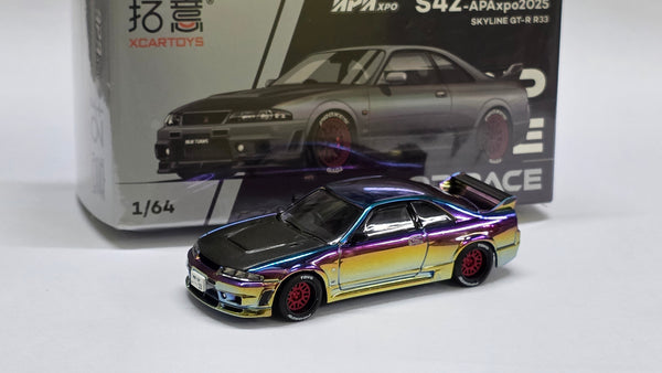 1:64 Pop Race X Xcartoys Nissan Skyline GT-R R33 Magic Chrome. China Foshan APA Expo 2025