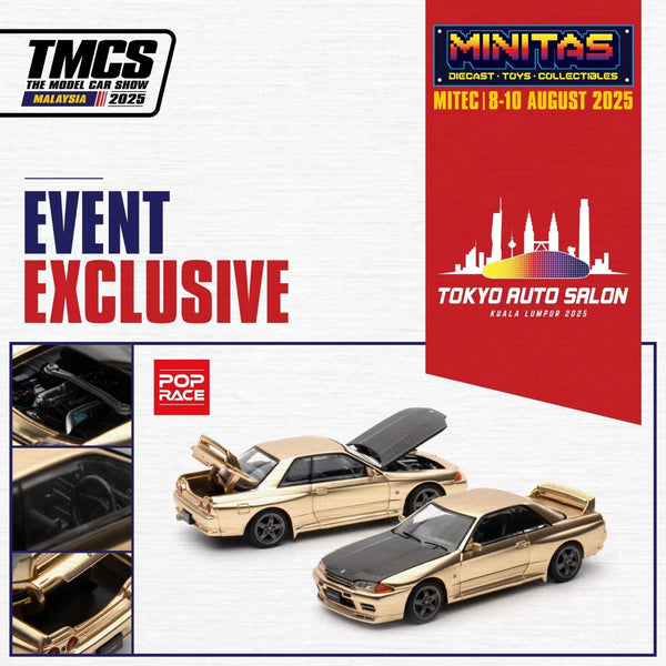 1:64 Pop Race Nissan Skyline GT-R R32 Chrome Tokyo Auto Salon 2025 TASKL Exclusive PR640190