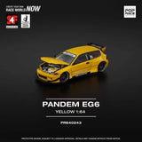 1:64 Pop Race Honda Civic EG6 Pandem Yellow Philippine Event Exclusive PR64-243