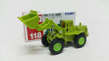 Tomica 118 TEREX 72-81 Loader Green. Scale is 1:137. - hiltawaytoyhk